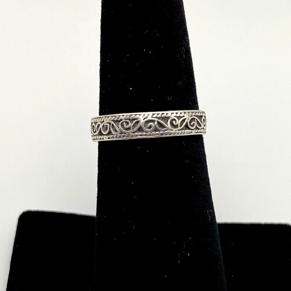 Sterling Silver 925 Leaf Vine Scroll Ring - Picture 1 of 7